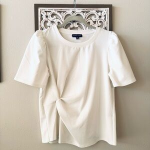Modern Works Twist Front Puff Sleeve Blouse Medium NWOT